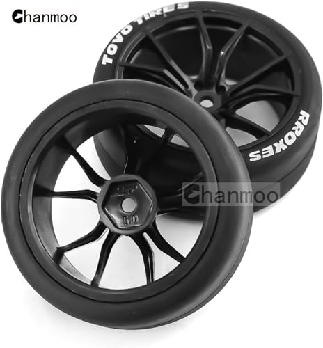 1/10 RC Drift Tires and Plastic Wheels Rims Rally Racing Tyres 12mm Hex for 1:10 Scale On Road Touring Street Car Tamiya Traxxas HPI KYOSHO XV02 XV01 TT01 TT02 PTG2 A959 4PCS (A Black) - color: A Black