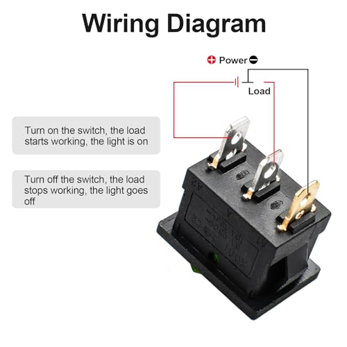 5 Pack KCD1 SPST Pre-Wired On/Off Green LED Boat Rocker Toggle Switch - color: Green, size: DC 12V-24V 20A - Pre-Wired