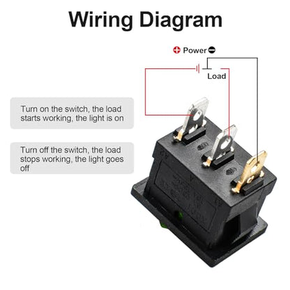 5 Pack KCD1 SPST Pre-Wired On/Off Green LED Boat Rocker Toggle Switch - color: Green, size: DC 12V-24V 20A - Pre-Wired