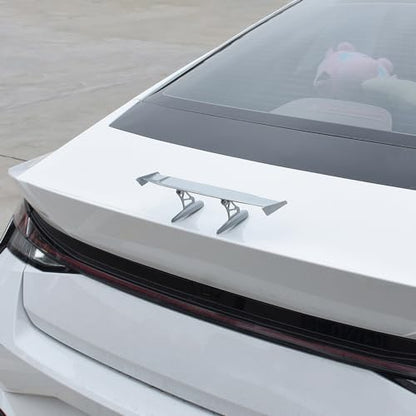Mini Spoilers for Cars 11.8Inch Universal Auto Car Tail Wing Silvery Texture Cool Decoration Non-Punching Tiny Trunk Spoiler Automotive Exterior Accessories RC Car Modified Parts - style: Silvery