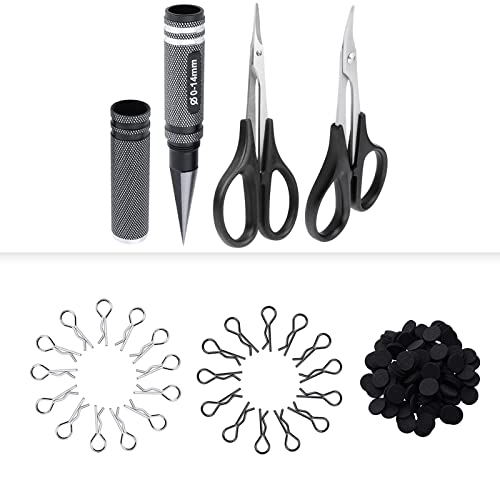 RC Body Clips Body Washers (300 Pack) & RC Body Reamer Body Scissors RC Body Mounting Tools for All 1/10 1/12 Scale RC Car