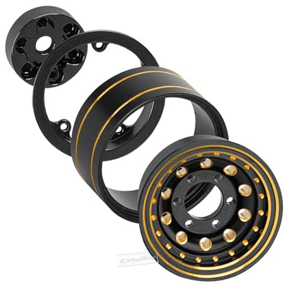 1.0 Beadlock Dually Wheels and Tires for 1/24 1/18 RC Crawler Car SCX24 TRX4M,Soft Mud Tires 1.0 Beadlock Tires Set Brass 1.0 Beadlock Wheels Double Wheels,4pcs,Style2 - style: Style2(4pcs)