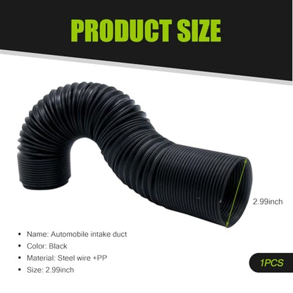 1 PC Car Inlet Cold Air Intake Hose, Flexible Vehicle Feed Pipe Replacement, Universal Stretchable Waterproof Durable Automotive Tube Accessories for Truck SUV Car (Black #76MM) - color: Black #76MM