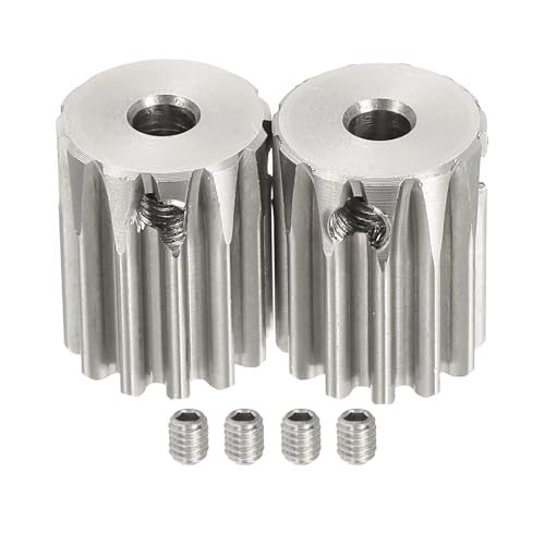 uxcell 2Pcs 1 Mod 12T Spur Gear 4mm Bore, 304 Stainless Steel Pinion Gear, 20°Pressure Angle, for Spur Rack and RC Model Car or Motor DIY - size: 1 Mod 12T, 4mm