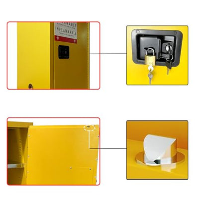 Flammable Safety Storage 23" x 18" x 35.3" Industry Hazardous Cabinet | 24 Gal Fireproof Safe, Manual Closing Doors, Double-Wall Steel, 2 Adjustable Shelves, OSHA Compliant, For Gas Liquid Fuel - size: 23"*18"*35.3"