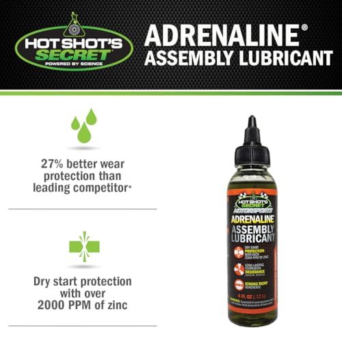 Hot Shot's Secret Adrenaline Assembly Lube, 4 oz | Protects engine components during assembly while helping prevent dry starts and corrosion.