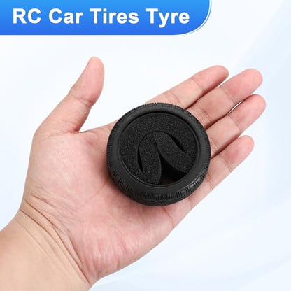 uxcell 4Pcs Soft Rubber RC On-Road Car Tyres D14-Type Sponge Inside Black | 66mm(2.6") OD x 26mm(1") Width, for RC 1/10 HSP Tires Scale Touring On-Road Racing DIY Model Car