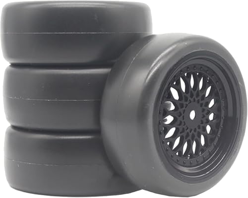1/10 Drift Wheels Tires Set,AMZSTAR 4PCS 63mm RC Hard Tyre with Plastic Wheel Rims 12mm Hex for 1/10 RC On Road Racing Touring Drifting Car for Tamiya TT01 HSP HPI Kyosho (Black,Offset:9mm) - color: Black,offset:9mm