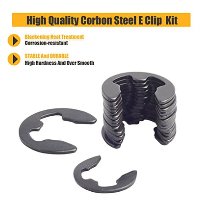 480PCS E Clips Assortment Kit (M1.5-M15), External Retaining Clips Assortment Kit, Carbon Steel E Clip Rings - size: 480PCS