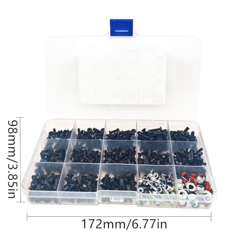 565pcs Universal RC Screw Kit Screws Assortment Set, Hardware Fasteners for Traxxas Redcat Arrma Axial RC4WD HSP HPI SCX10 Losi 1/8 1/10 1/12 1/16 Scale RC Crawler Cars Trucks