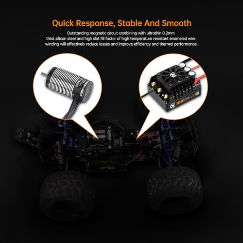XC E4990 Motor & E6 Sensored Brushless ESC Combo for RC Car,3-8S Lipo,200A Continuous Current,Supprot APP Control,Applicable to:1/6 On-Road,Off-Road,Short Course,1/7 Monster(Heavy Load)