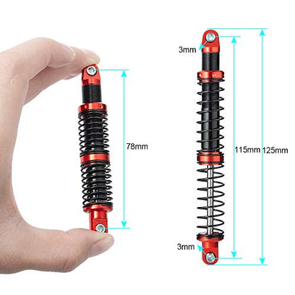 Que-T 4pcs Metal Shock Absorber Damper for 1/10 RC Crawler Car SCX10 D90 TRX4 TRX6 (115mm) - size: 115mm