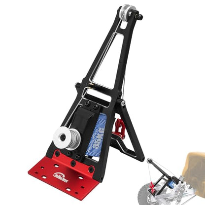 Aluminum RC Winch Double Stent Rescue Set Truck Tow Crane Arm Wrecker Kit with 360° 35KG Servo for 1/10 SCX10 TRX4 RC Crawler and Trailer RC Upgrade Parts (Black & Red) - color: Black & Red