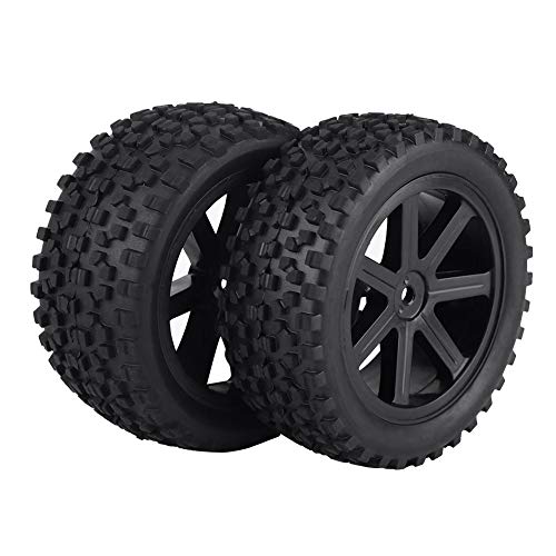 RC Crawler Tires, Durable Rubber Off-Road Grip, 1/10 Scale RC Tires 4pcs Black Wheel Set for RC Enthusiasts, Off-Road Racing, Crawling Adventures