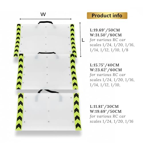 RC Car Jump Ramp Folding Aluminum Frame Nylon Panel, RC Car Ramps for Jumping 1/5 1/10 1/12 1/14 1/16 Scale, Portable RC Ramp for Cars Trucks and Monster RC (23.62 * 15.75"/60 * 40CM) - size: 23.62*15.75"/60*40CM
