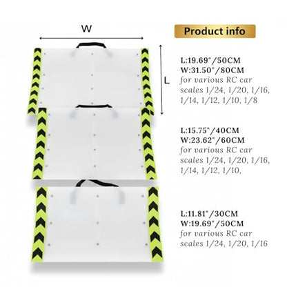 RC Car Jump Ramp Folding Aluminum Frame Nylon Panel, RC Car Ramps for Jumping 1/5 1/10 1/12 1/14 1/16 Scale, Portable RC Ramp for Cars Trucks and Monster RC (23.62 * 15.75"/60 * 40CM) - size: 23.62*15.75"/60*40CM