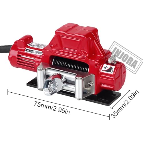 INJORA Metal Automatic Winch Wireless RC System for 1/10 RC Crawler (Red) - color: Red