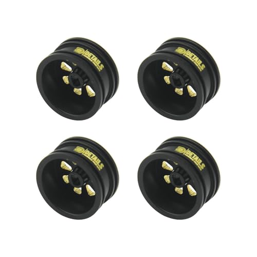 Hobby Details Aluminum Rear Axle Gear Box Skid Link Wheel Upgrade Set for 1/30 Axial SCX30 Jeep Wrangler RC Cars, Black and Gold (Brass 0.7In Wheel) - color: Brass 0.7in Wheel