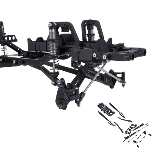 SCX10 Axle Upgrade Part, Twin I-Beam 2WD Pre-Runner Aluminum Suspension Conversion Kit for 1/10 RC Crawler Axial SCX10 I II 90046 90047 Axle Upgrade Part - color: Black
