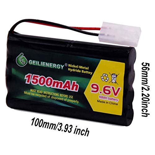 9.6V 1500mAh Rechargeable NiMH RC Battery with Tamiya Connector Compatible with RC Car RC Truck RC Airplane RC Boat Traxxas LOSI Associated HPI Kyosho Tamiya Quadcopter Drone Hobby (2 Pack) - color: 9.6V 1500 MAH Battery (2 PACK)