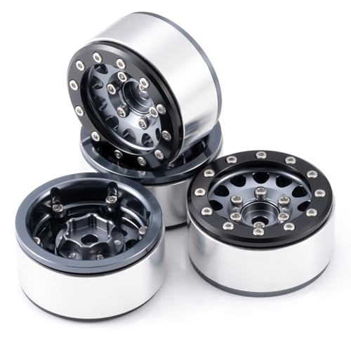 Aluminium 1.55" RC Beadlock Wheel Hub Rims for AXIAL UTB18 D90 TF2 CC01 AX90069 MST JIMNY 1/10 RC Crawler Trail Truck Car Upgrade Parts (Titanium) - color: Titanium