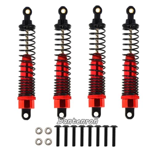 4Pack 1/10 RC Truck Car Adjustable Shock Absorber Damper 108004 Upgrade Parts 108mm Oil 108mm Oil Adjustable Alloy Aluminum Shock For 1:10 HSP 94188 94108 94111 Redcat Volcano (Red) - color: Red
