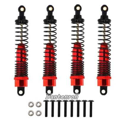 4Pack 1/10 RC Truck Car Adjustable Shock Absorber Damper 108004 Upgrade Parts 108mm Oil 108mm Oil Adjustable Alloy Aluminum Shock For 1:10 HSP 94188 94108 94111 Redcat Volcano (Red) - color: Red