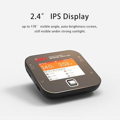 ISDT Q6 Retro 350W 16A DC Smart Pocket Charger, XT60 Battery Charger for 1-6S Life/LiPo/LiHV, Compact & Portable with USB-C Firmware Upgrade, Adjustable Digital Power Supply Mode