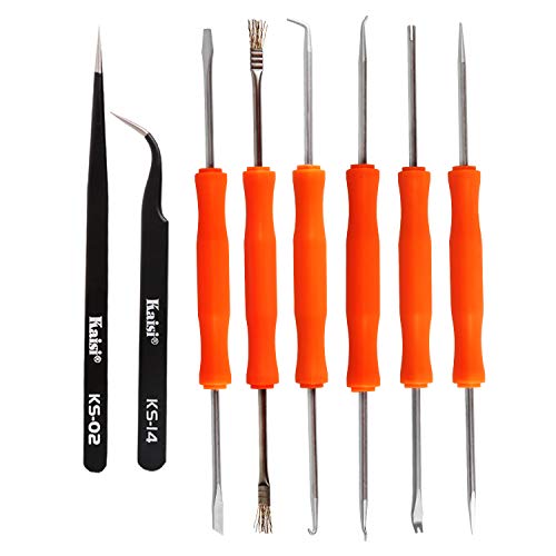 Kaisiking 6 Pcs Double Sided Soldering Assist Aid Repair Tool | with 2 Precision Tweezers for Electronics Repair and Soldering