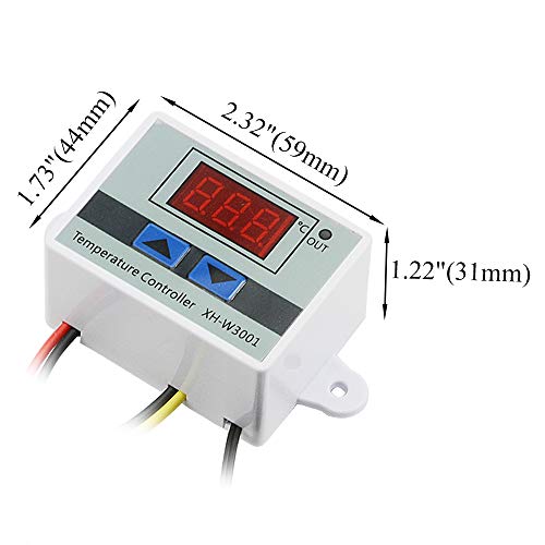 XH-W3001 DC 12V 10A Microcomputer Digital Temperature Controller Digital Display Thermostat Control Switch and NTC 10K Thermistor Sensors Digital Temperature Probe (12V 120W)
