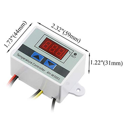 XH-W3001 DC 12V 10A Microcomputer Digital Temperature Controller Digital Display Thermostat Control Switch and NTC 10K Thermistor Sensors Digital Temperature Probe (12V 120W)