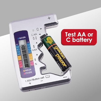 Battery Tester Checker, Seven Type Universal Battery Checker for C AA AAA D N 9V (6F22) and 1.5V Button Cell Household Batteries (Requires No Battery for Operating)