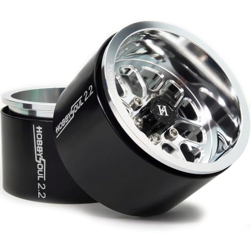 RC 2.2 Beadlock Wheels 40mm Wide 4-Pack Fits TRX4 SCX10 Capra | -11mm negative offset, Silver CNC aluminum rims with 12mm hex hub For RC 1/10 mud rock crawler trucks upgrades - color: Silver