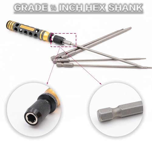 RC Hex Bit 6 Inch Power Bits 1.5mm 2.0mm 2.5mm 3.0mm 4mm for Screwdrivers | High-speed Steel Precision Screwdriver Bits,Hex Head Allen Wrench Drill Bit Set,Magnetizable Tips,S2 alloy steel - size: 5PCS