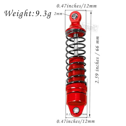 Full Aluminum Big Bore RC Shocks Absorber Damper Upgrades Part for 1/18 Granite Grom Mega 380 Brushed 4x4 Monster Truck RTR,Front Rear Assembled Full Metal Shocks,4PCS Red - color: Red(4 pcs)