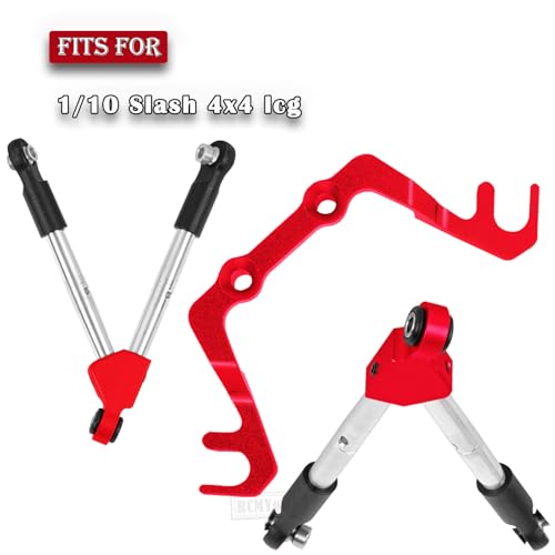 RC 7075 Aluminum Front Tie Rods w/Stabilizer Upgrades Part for 1/10 Slash 4x4 lcg,7075 Aluminum Alloy Front Tie Rods Hop Ups,Red - color: Red - (Upgrades)