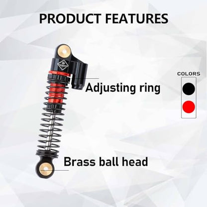 FCX24 Shocks 47MM Oil-Filled Shocks Absorber With Springs | Long Travel Shocks For FMS FCX24 FCX18 Upgrades 1/24 1/18 RC Crawler - color: Black