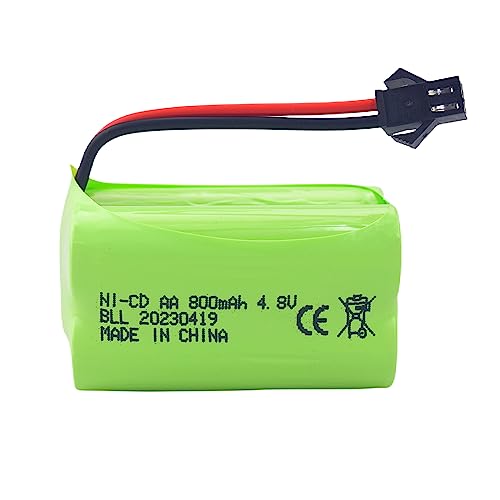 2PCS AA 4.8V 800mAh Charging Battery with SM-2P Plug and USB Charging Cable for 1/28 Stunt RC Car C128 1/28 NB2801 NB2802 NB2803 Double-Sided Rolling and Spinning Stunt Car Robot Electric Toy