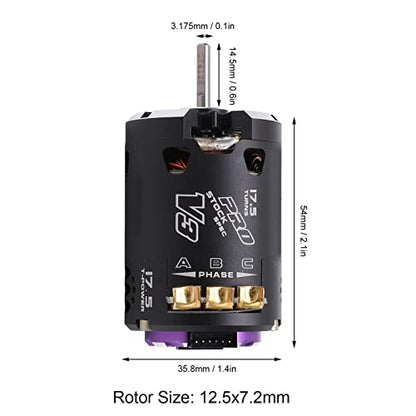 Changor 2300kv 540 V3 Sensored Brushless Motor with Low Internal Resistance for 1/10 1/12 RC Off Road Cars Aluminum