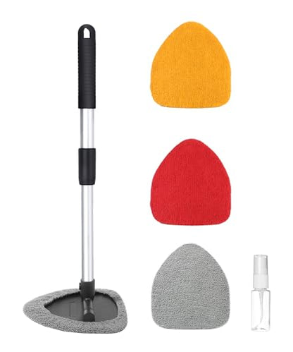 Car Cleaning Kit,Windshield Cleaner Tool,Car Accessories Auto Cleaning Supplies Tools,Windshield Wiper Cleaner with Extendable Long-Reach Handle,Auto Glass Cleaning,Suitable for Most Cars