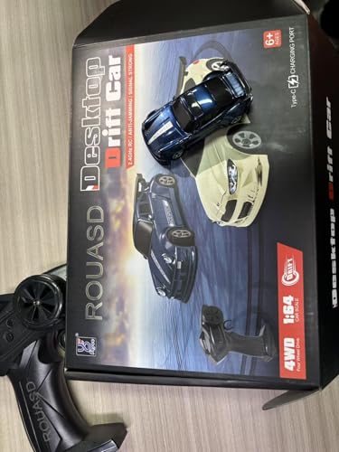 Mini Desktop RC Drift Car, 1:64 Scale 4WD High-Speed 2.4Ghz Remote Control Racing Sports Car with LED Lights for Adults Hobbyists - color: Blue