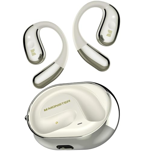 Monster Open Ear AC360, Bluetooth 6.0 Headphones with24H Playtime, IPX5 Waterproof, Touch Control, Wireless Rotary Earphone with Lanyard, Lightweight Comfort Fit for Sports/Running/Gym