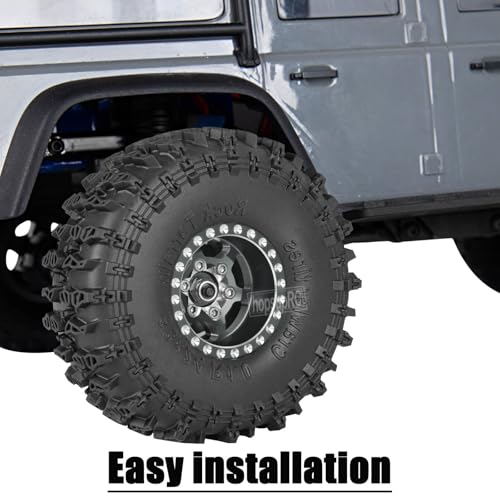 RC 1.0in Beadlock RC Truck Tires Wheels Tires for 1/18 1/24 Trx4m SCX24 RC Crawler.Aluminum 1.0in Beadlock Wheel Rim&1.0in Tires Tyres.Titanium(4PCS) - color: Titanium(4pcs）