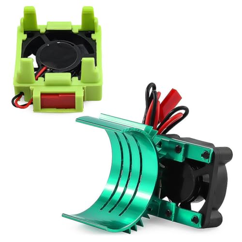 Aluminum Heatsink Plastic RC Motor ESC Cooling Fan Set 6-8.4V High RPM for TRAXXAS VXL-3S Slash/Rally/Bandit/Stampede 2WD 4WD RC Car (Green) - color: Green