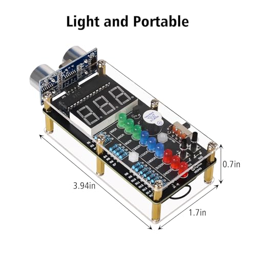 MIOYOOW HC-SR04 Ultrasonic Ranging Alarm Soldering Kit with LED Lights | DIY Ultrasonic Distance Sensor Kit, STEM Electronic Project, Soldering Practice Kit for School Learning