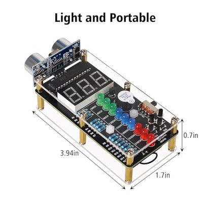 MIOYOOW HC-SR04 Ultrasonic Ranging Alarm Soldering Kit with LED Lights | DIY Ultrasonic Distance Sensor Kit, STEM Electronic Project, Soldering Practice Kit for School Learning