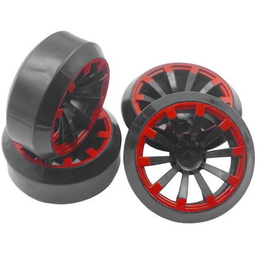 4Pack Vgoohobby RC Drift Wheels and Tires Set,RC Hard Tyres & Wheel Rims 12mm Hex Compatible with Traxxas HSP Tamiya Kyosho 1/10 Model On-Road Drift Drifting RC Car