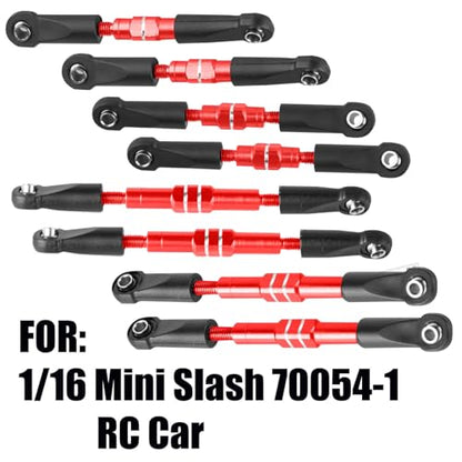 RC Adjustable Turnbuckles Links Upgrades Part for 1/16 Mini Slash 70054-1 RC Car.Front & Rear Aluminium Adjustable Turnbuckles Camber Toe Link Hops Up.Red - color: Red(for 1/16)