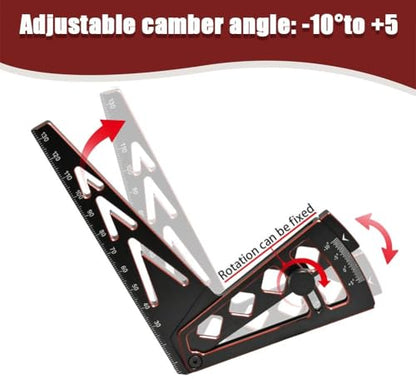 Ride Height Gauge RC Car Camber Gauge Adjustable RC Car Wheel Rim Measuring Tool Ruler, CNC-Machined Aluminum Alloy Height Camber for Traxxas Arrma Losi Axial HPI Redcat Racing 1/10 1/8 1/7 Scale Red - color: Red