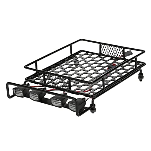 misppro Metal Luggage Roof Rack W/LED Light for 1/8 1/10 RC Rock Crawler Car Truck